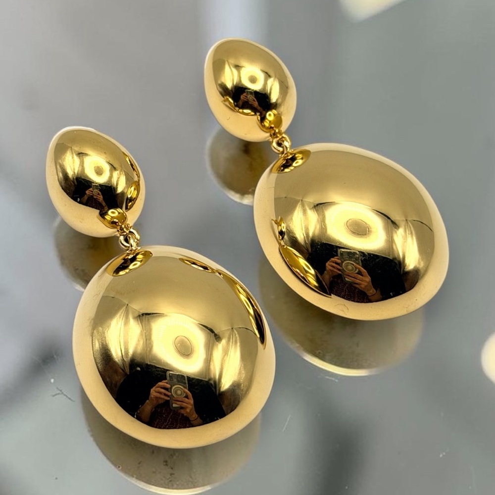 Isabel Marant ‘Awa’ Oversized Gold Tone Sculptural Drop Earrings Retail $495 - Picture 10 of 15